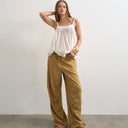 Topshop linen cargo trouser in tan