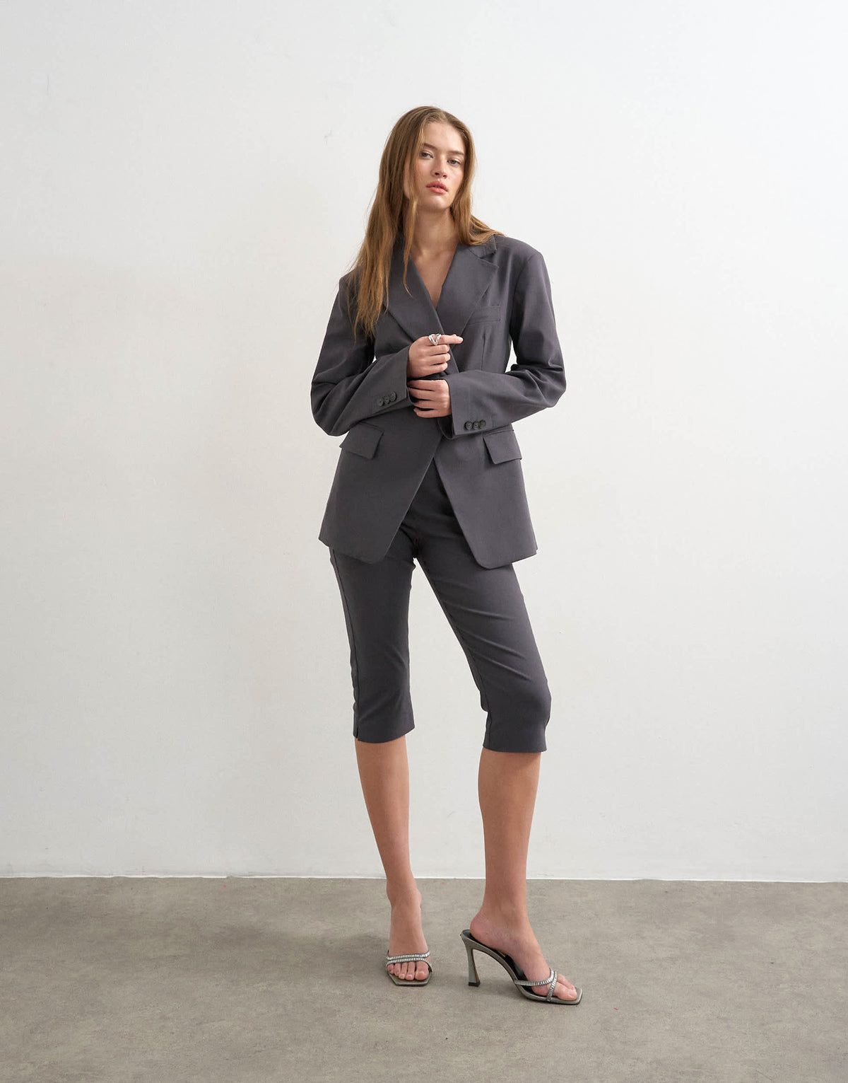 Topshop co ord bengaline capri in slate