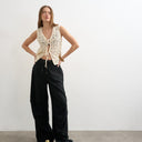 Topshop linen cargo trouser in black