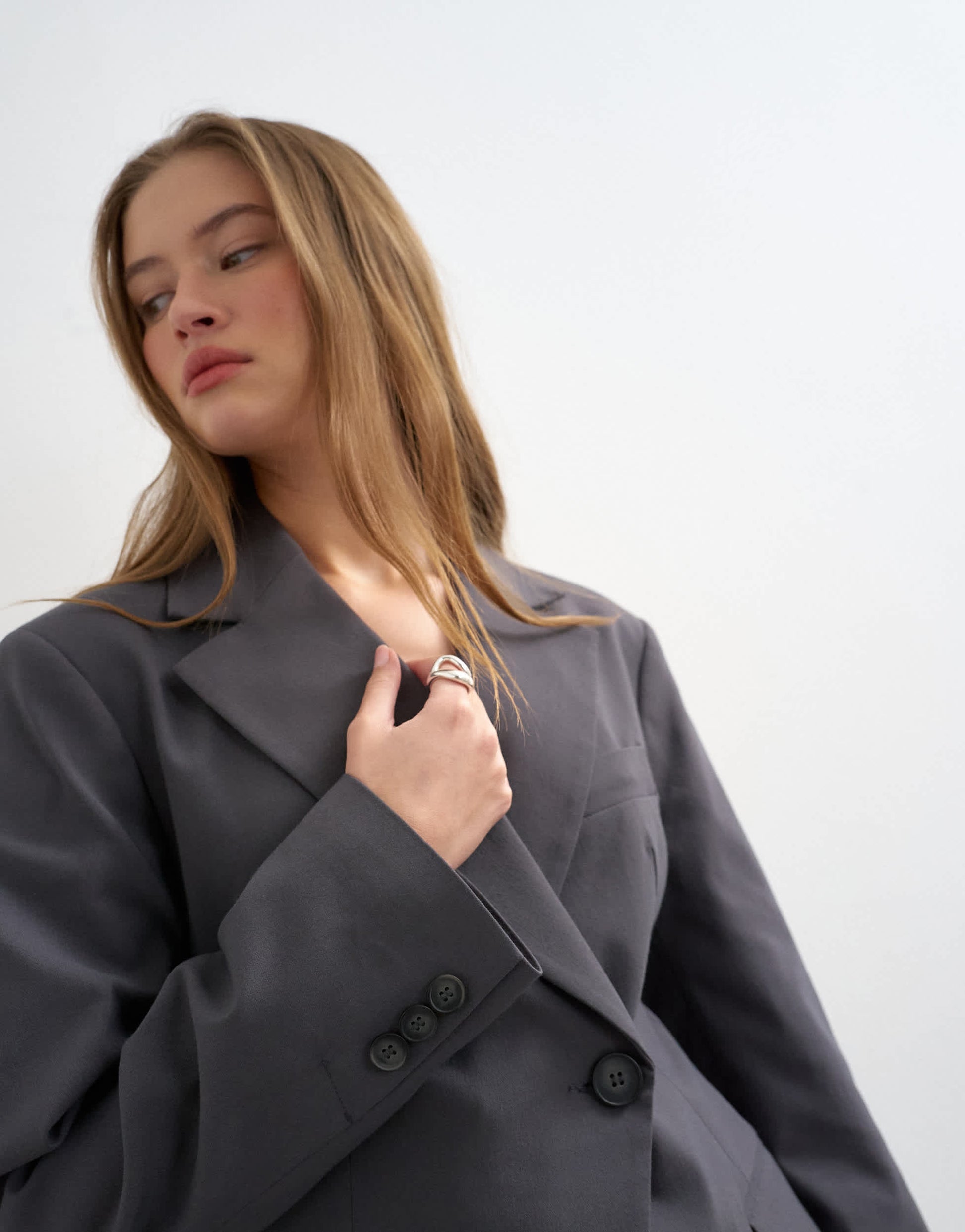 Topshop co ord clean cinched blazer in charcoal