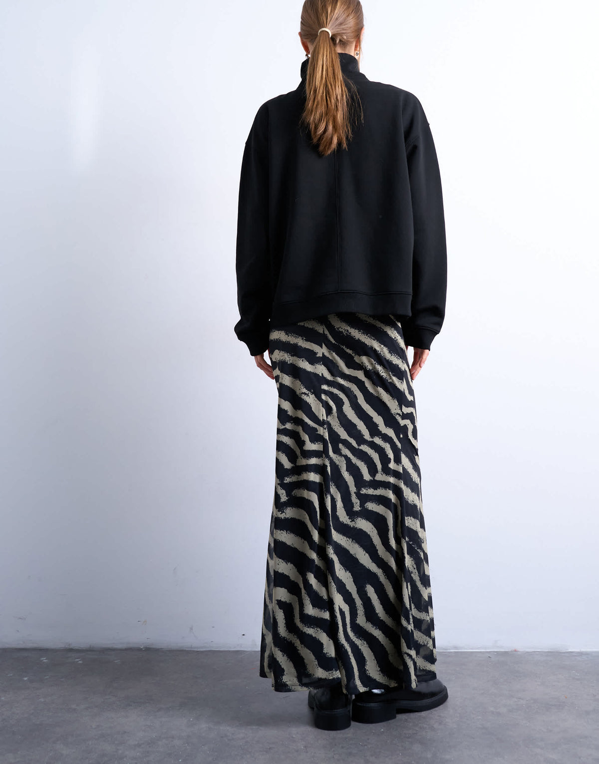Topshop mesh zebra print maxi skirt in multi