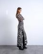 Topshop mesh maxi animal print long sleeve dress in multi