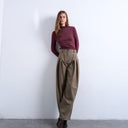 Topshop dropped waist barrel trouser in camel