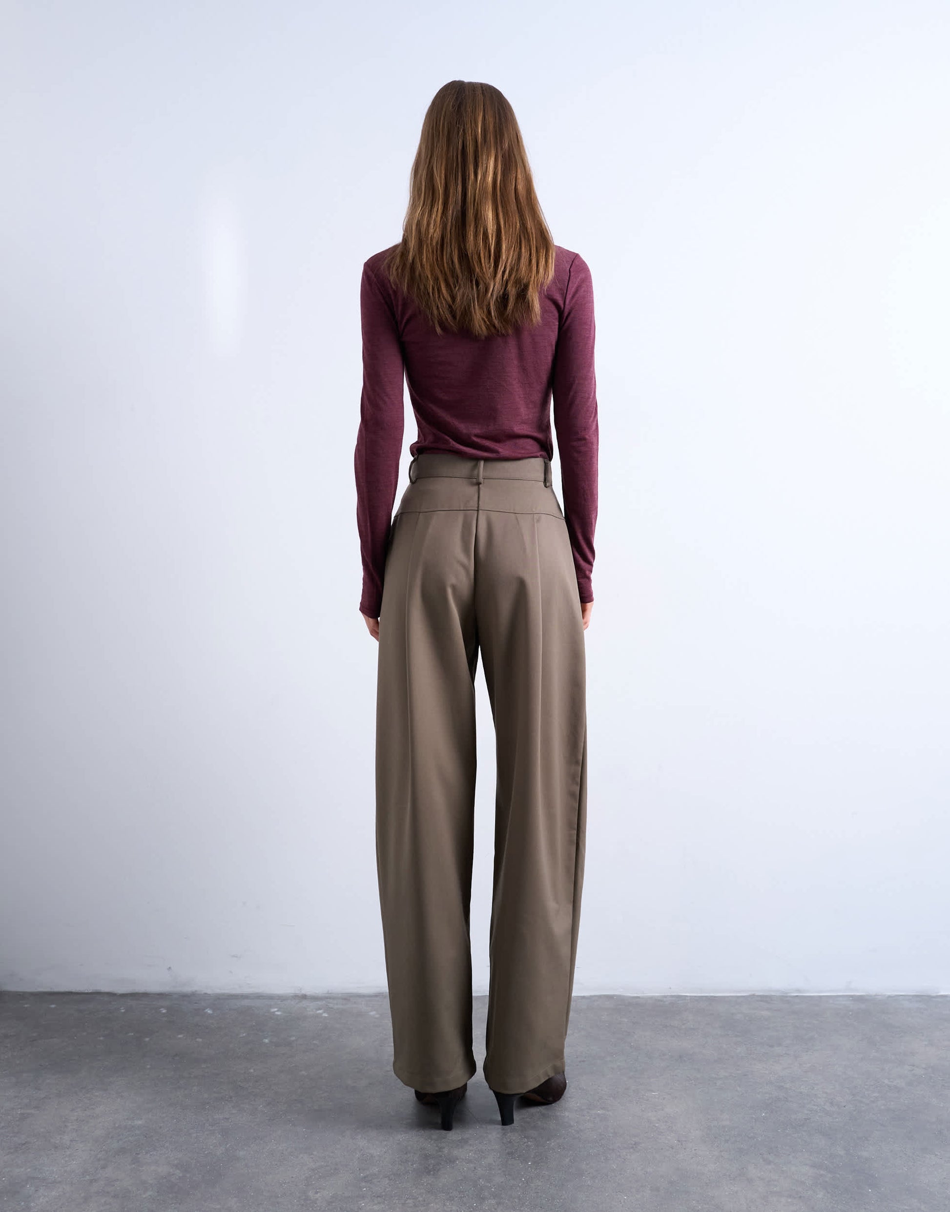Topshop dropped waist barrel trouser in camel