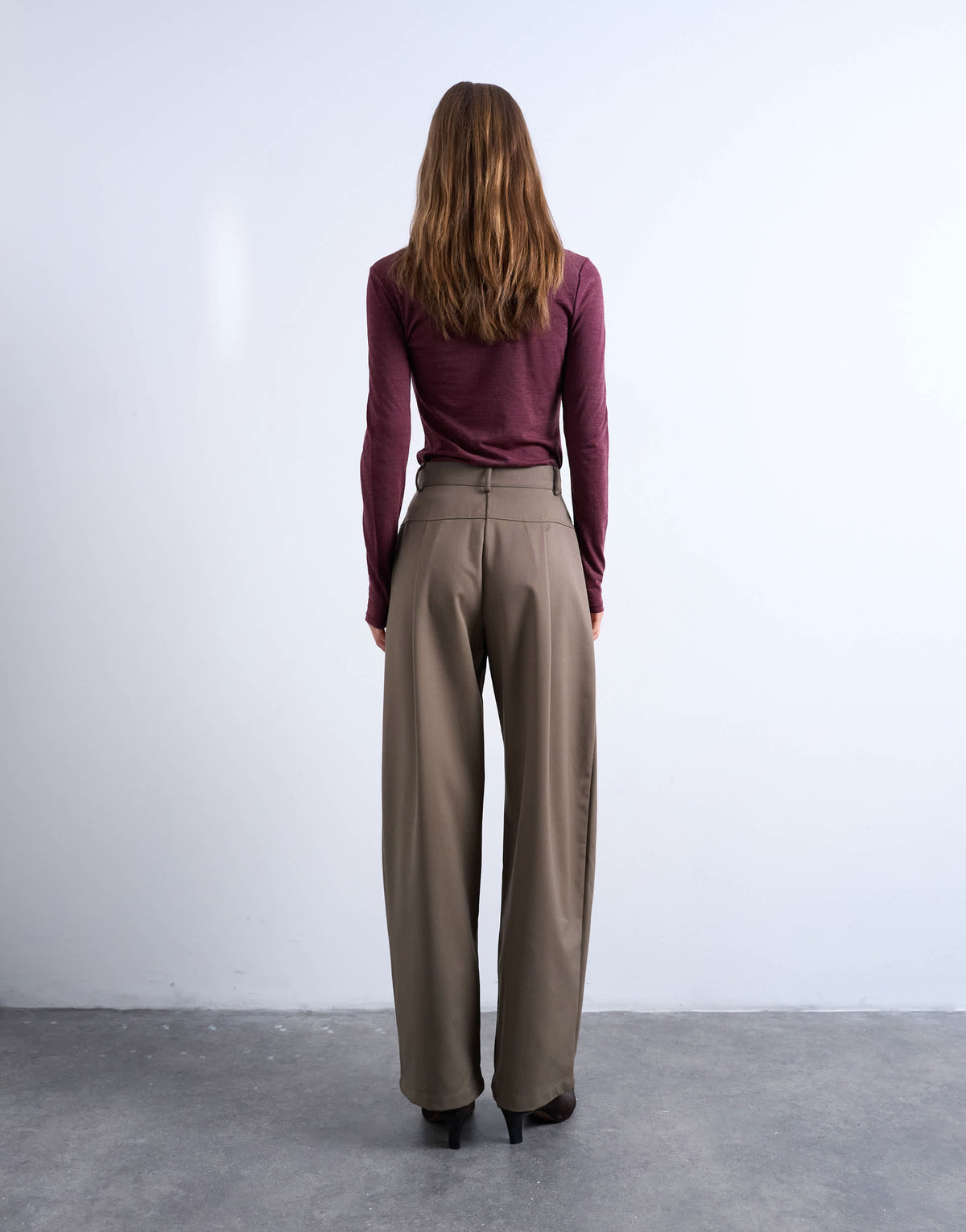 Topshop dropped waist barrel trouser in camel