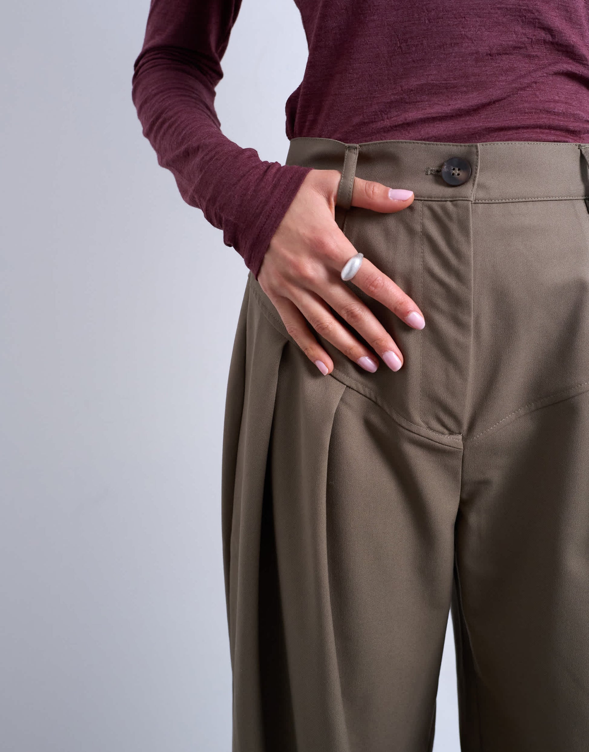 Topshop dropped waist barrel trouser in camel