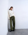 Topshop tailored balloon leg jogger in olive