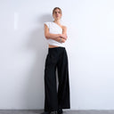 Pantalon taille haute plissé Topshop noir