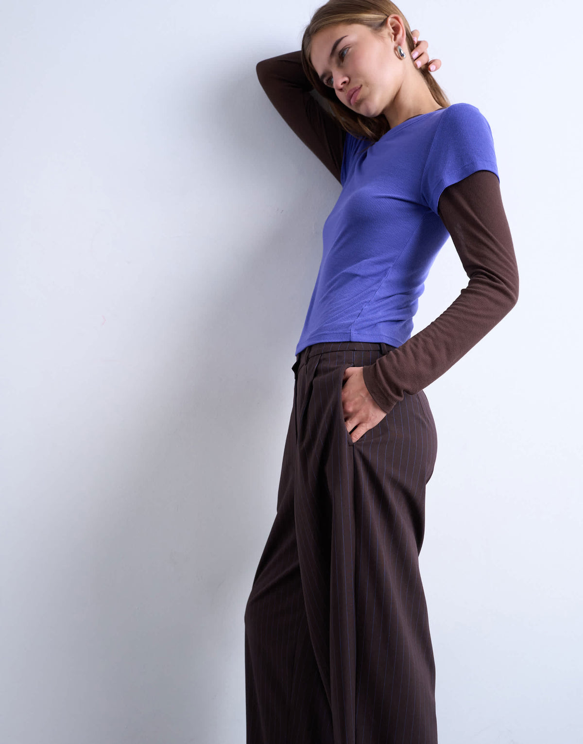 Topshop tailored pleated ovoid trouser in pinstripe