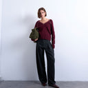 Topshop dropped waist barrel trouser in grey stripe herringbone
