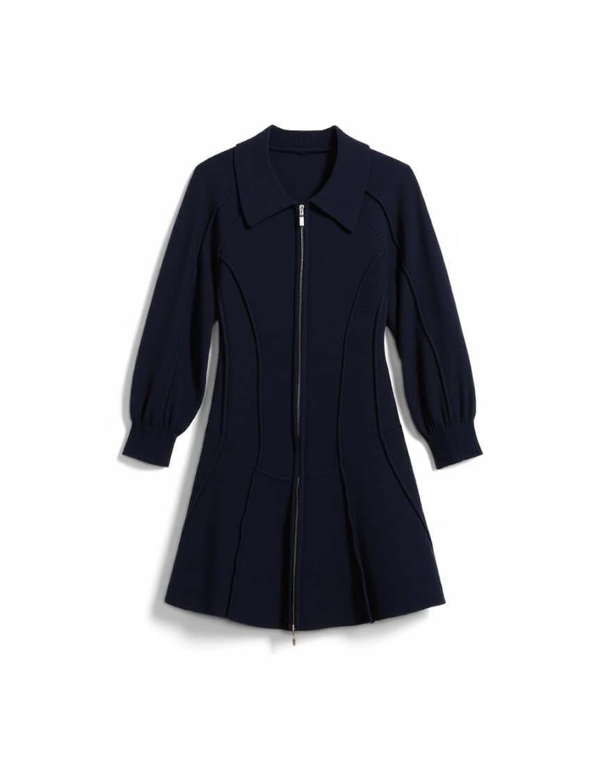 Tolu Coker x Topshop knitted ovoid sleeve structured dress in navy