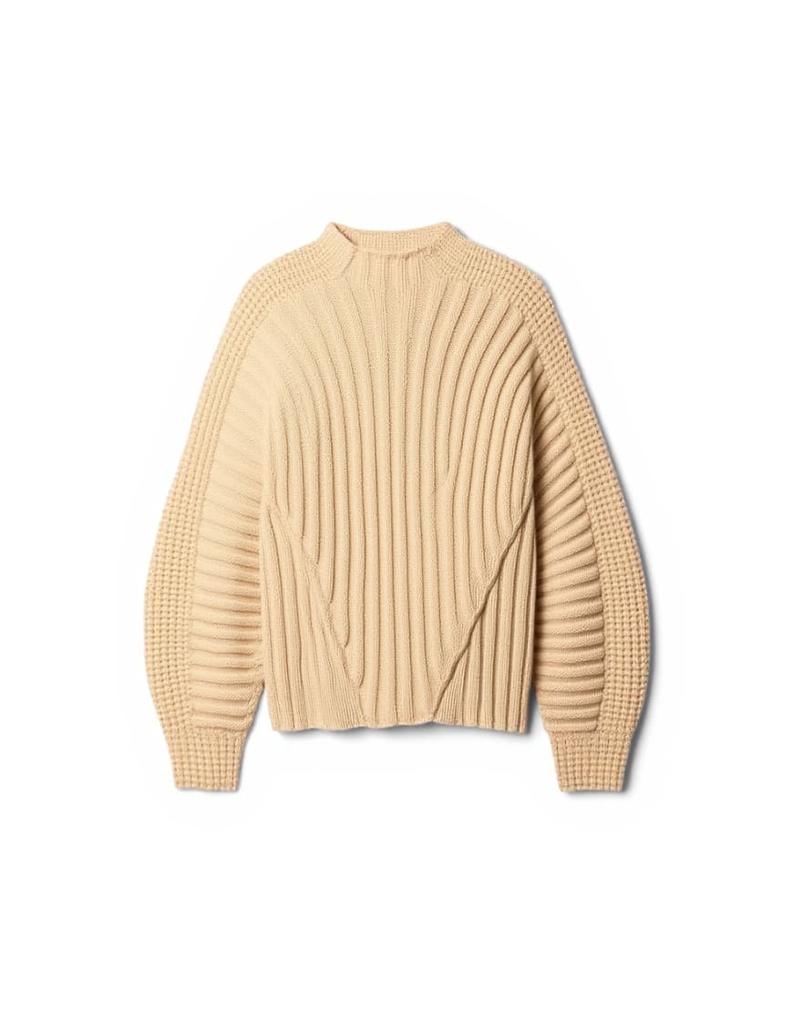 Tolu Coker x Topshop knitted ovoid sleeve jumper in beige