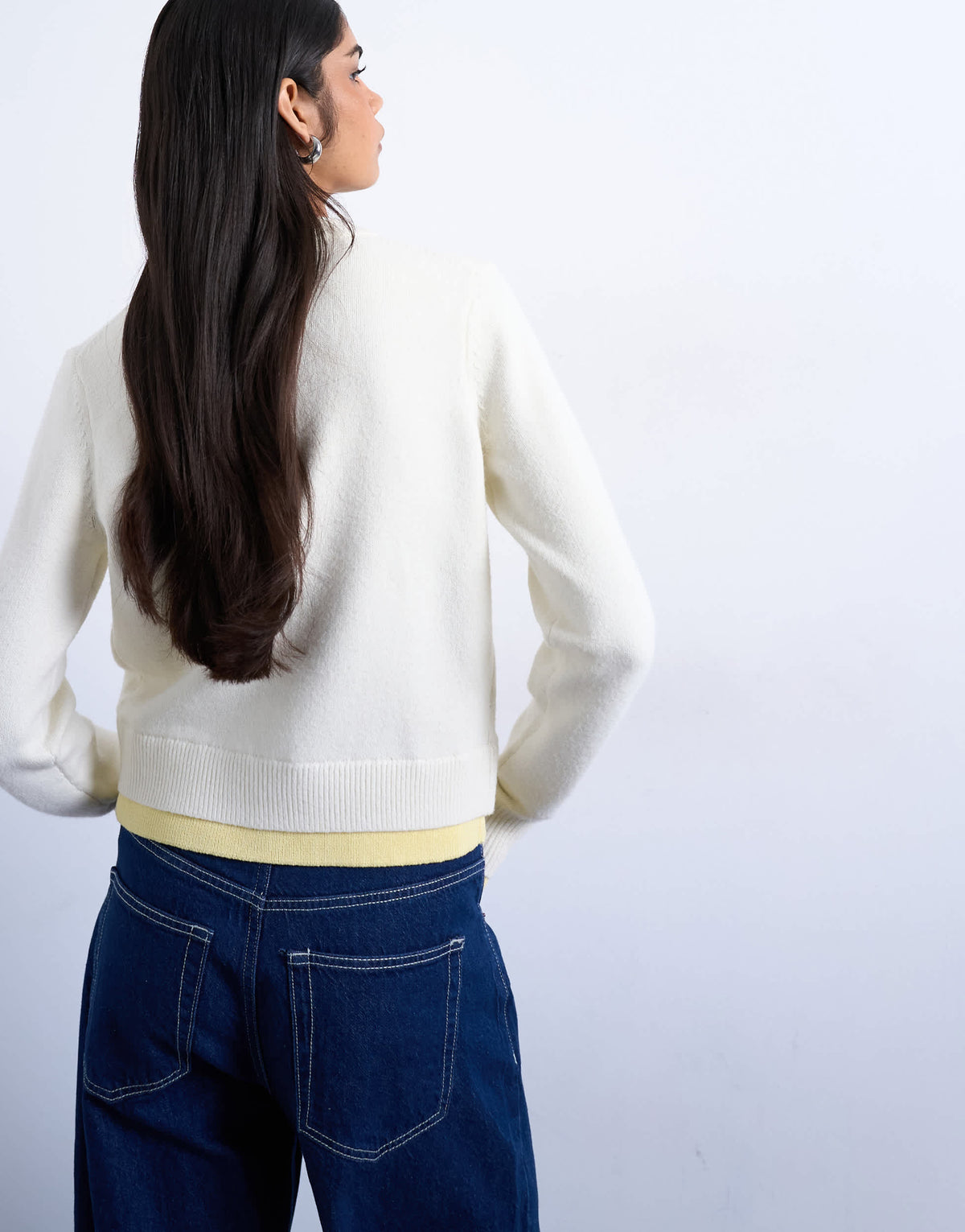 Topshop compact knitted double layer cardigan in ivory and yellow