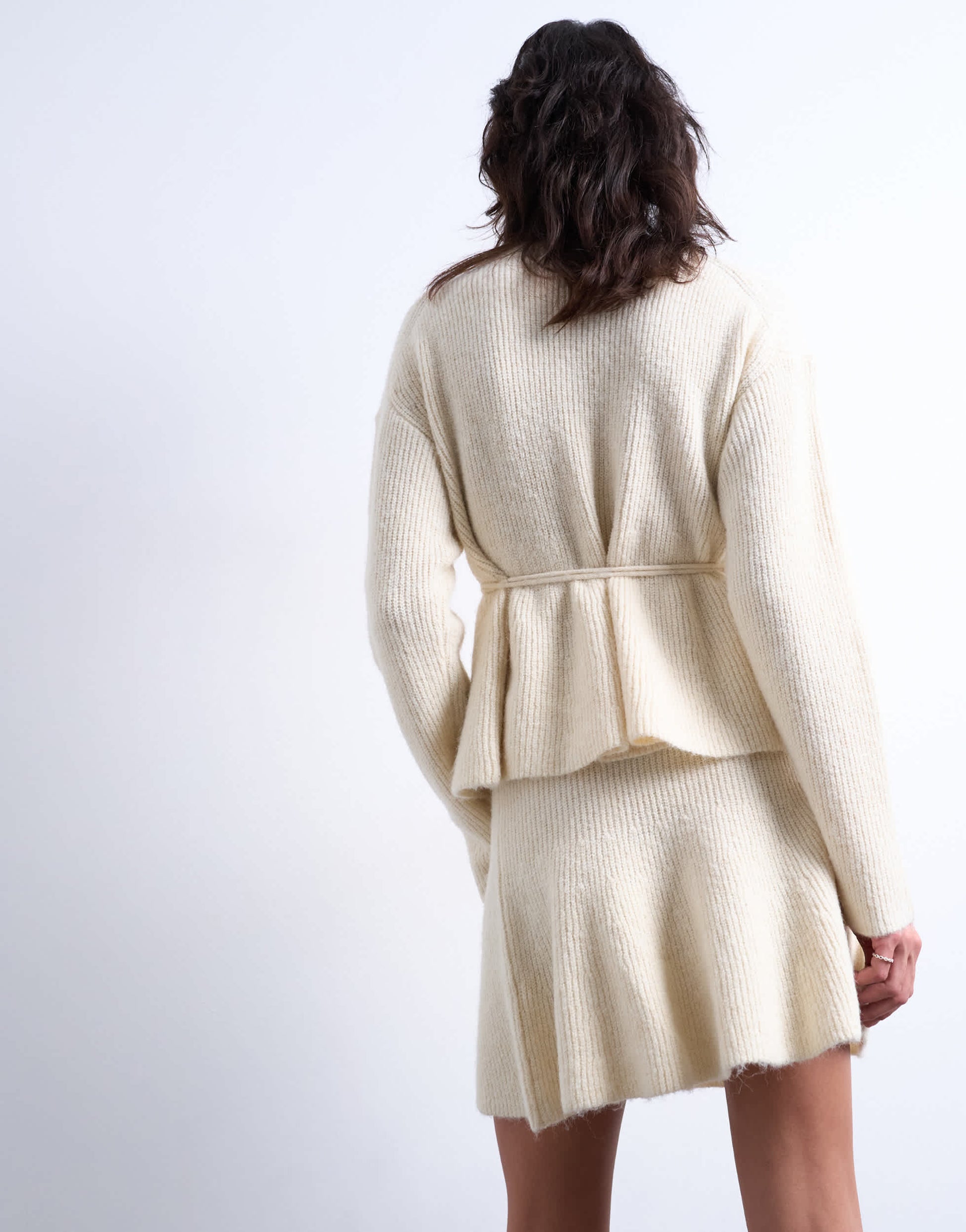 Topshop knitted co-ord skirt in ivory