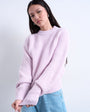 Topshop knitted balloon sleeve jumper in vailed pink