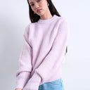 Topshop knitted balloon sleeve jumper in vailed pink