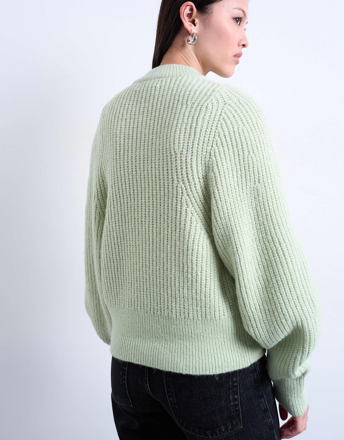 Topshop knitted balloon sleeve jumper in mint