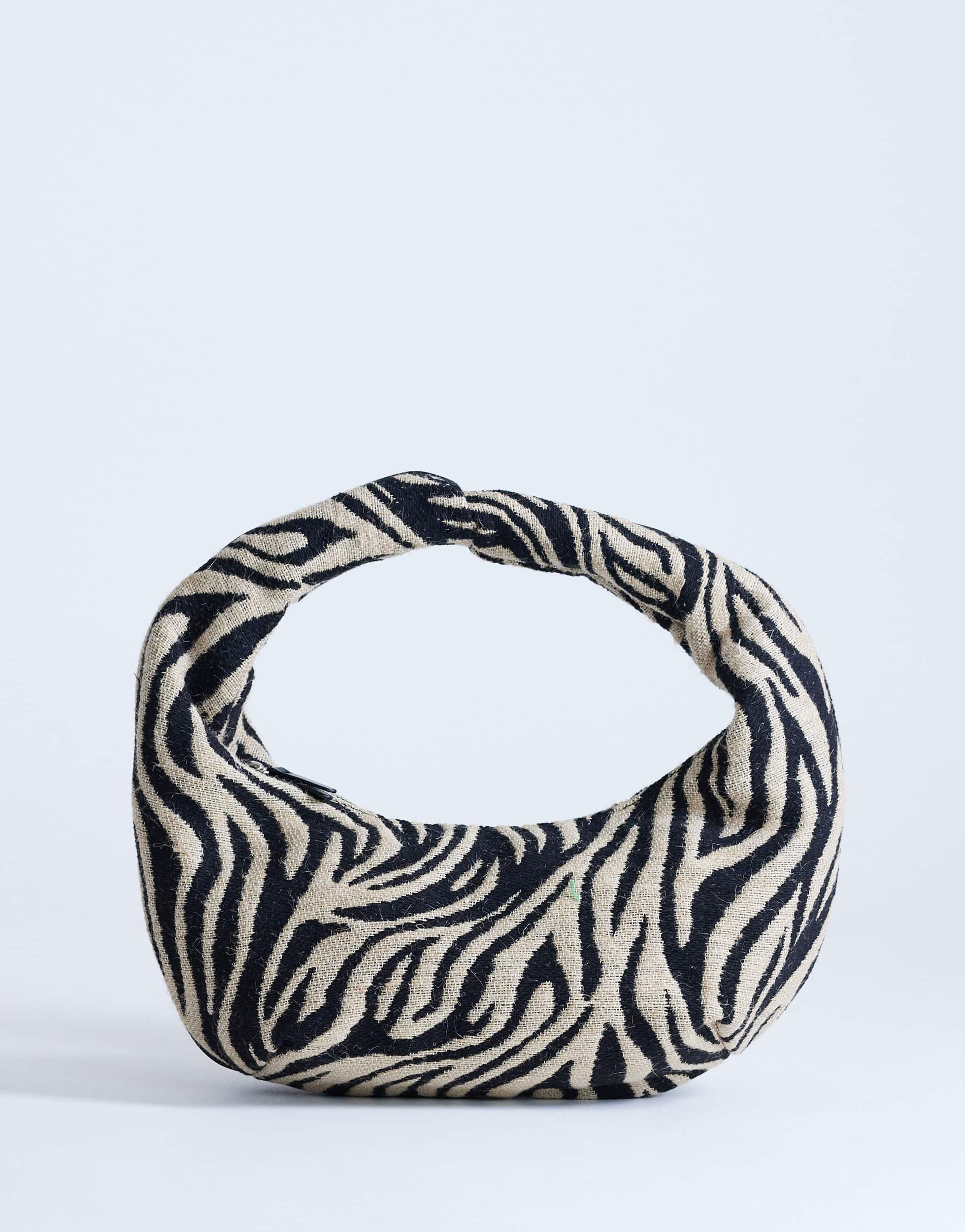 Topshop Giane canvas zebra scoop bag in black