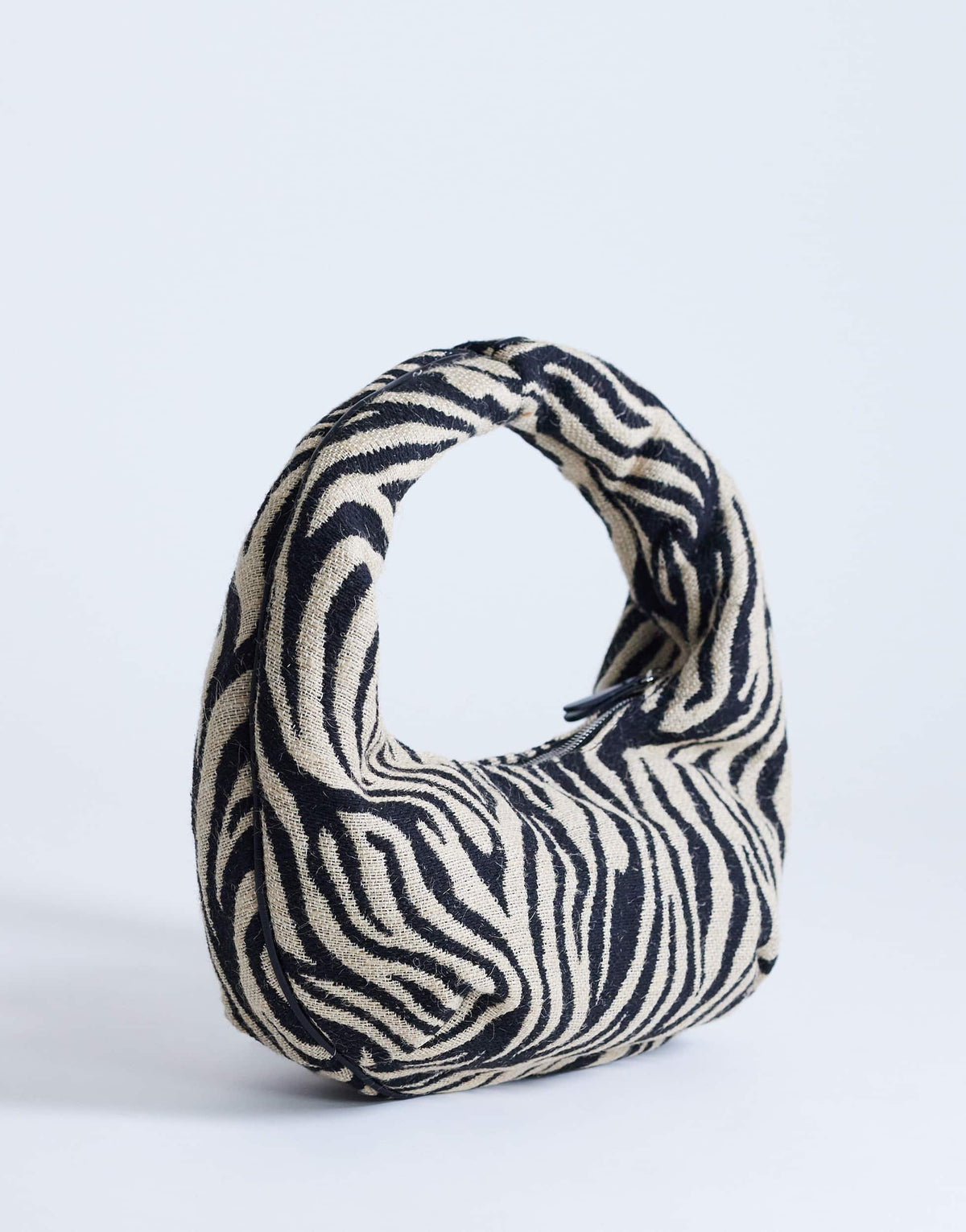 Topshop Giane medium canvas zebra scoop bag in black
