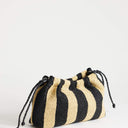 Topshop Jay medium stripe straw clutch bag in black & natural