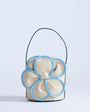 Topshop Gino medium straw flower grab bag in light blue