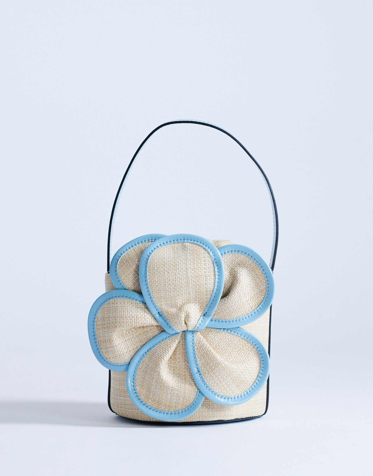 Topshop Gino medium straw flower grab bag in light blue