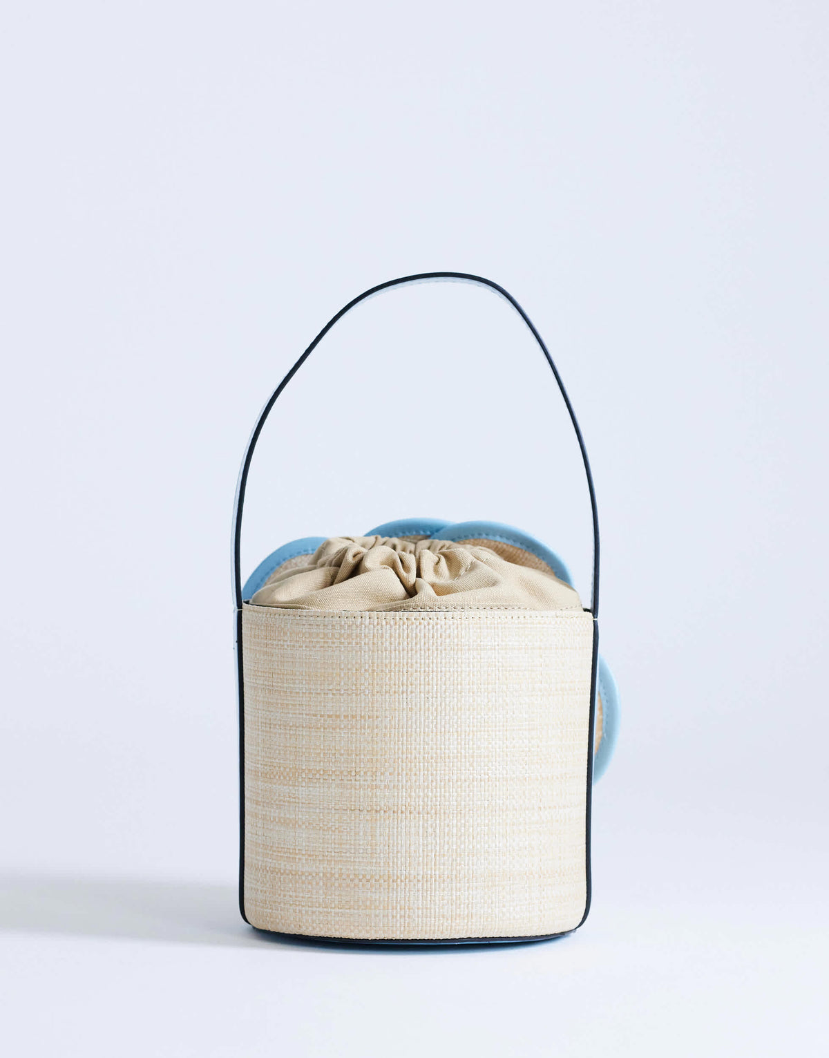 Topshop Gino medium straw flower grab bag in light blue