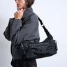 Topshop Cheryl large nylon crossbody bag in black