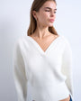Topshop knitted sweetheart neck cinch waist jumper in ivory