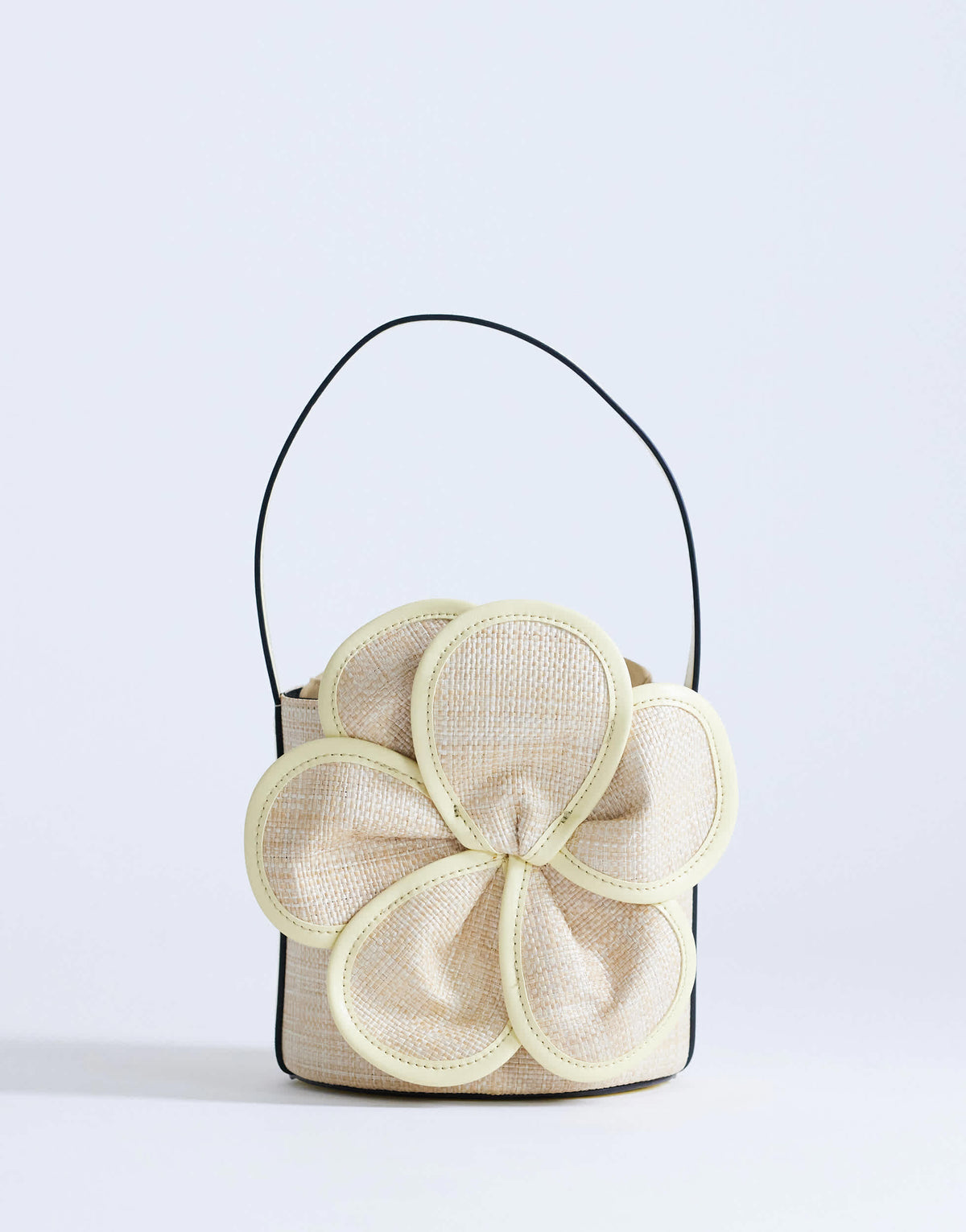 Topshop Gino medium straw flower grab bag in yellow