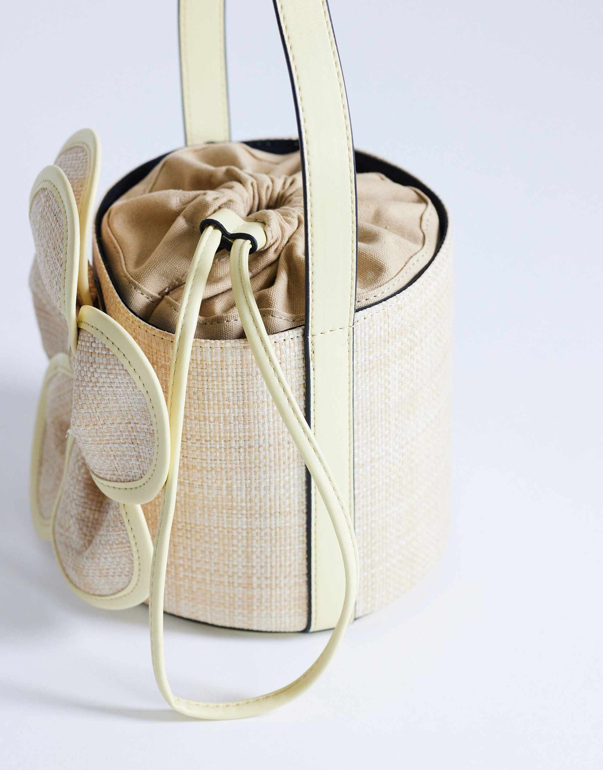Topshop Gino medium straw flower grab bag in yellow
