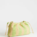 Topshop Jay stripe straw clutch bag in lime & natural