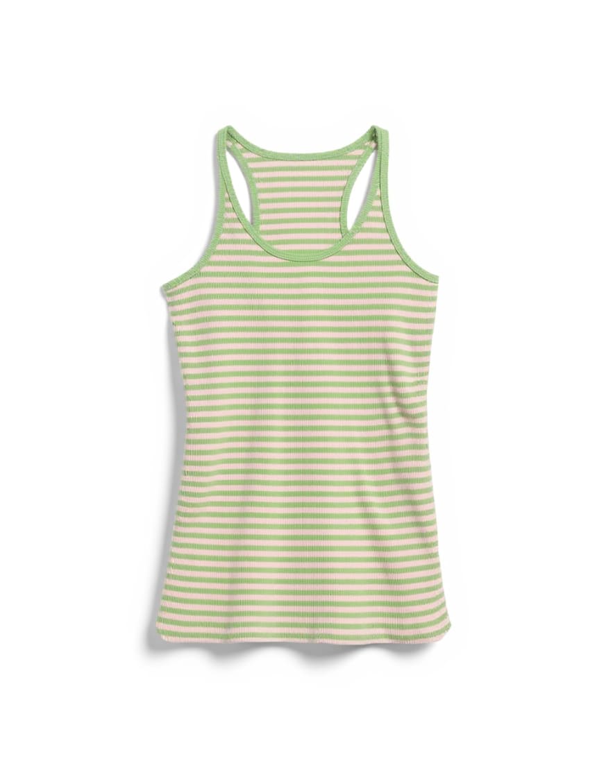 Topshop stripe spaghetti strap scoop racer vest in pink and green