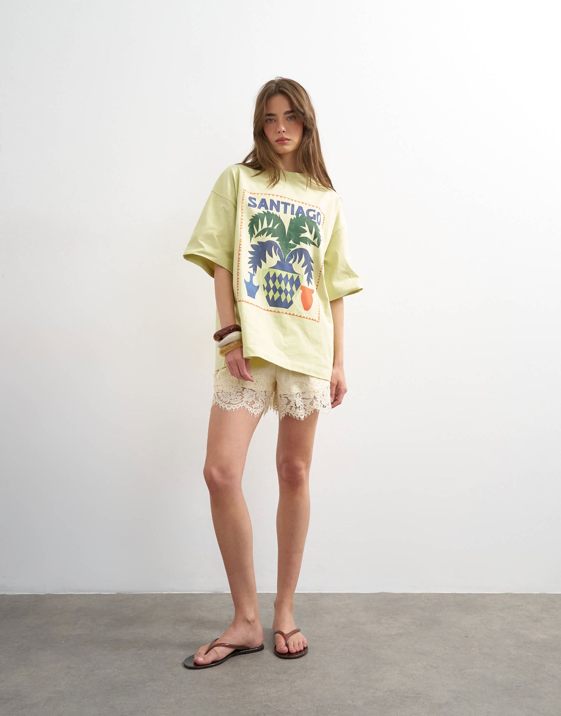 Topshop graphic Santiago oversized tee in green