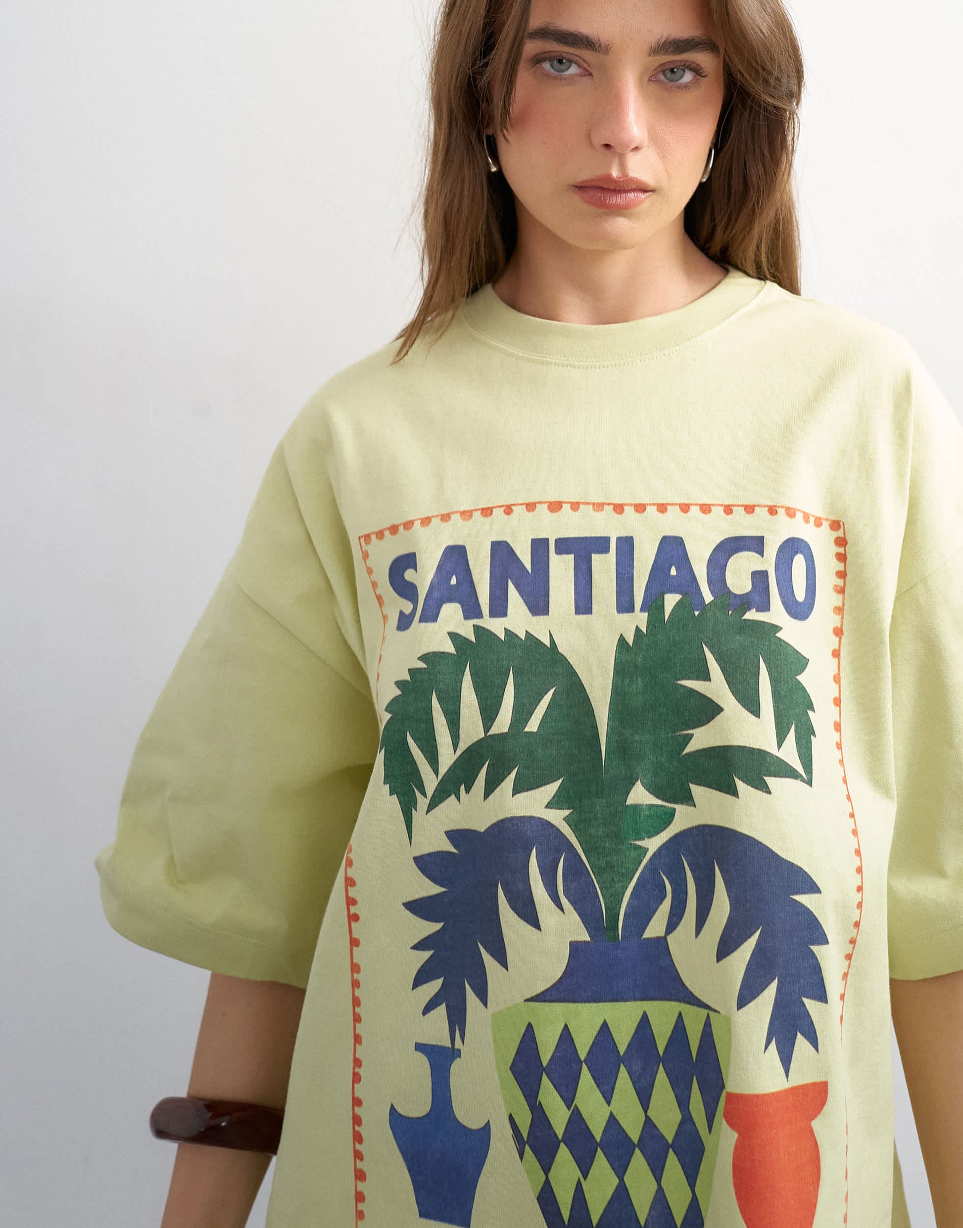 Topshop graphic Santiago oversized tee in green