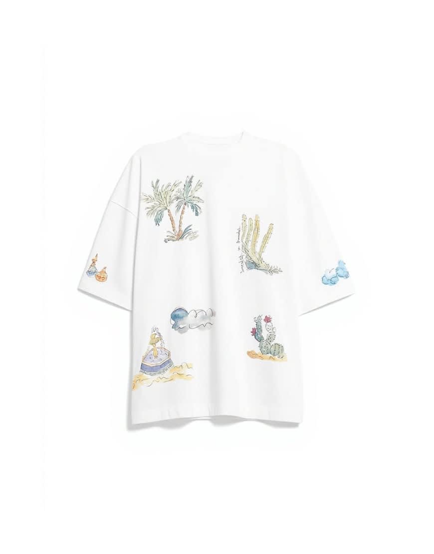 Topshop graphic holiday doodle print oversized tee in white