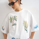 Topshop graphic holiday doodle print oversized tee in white