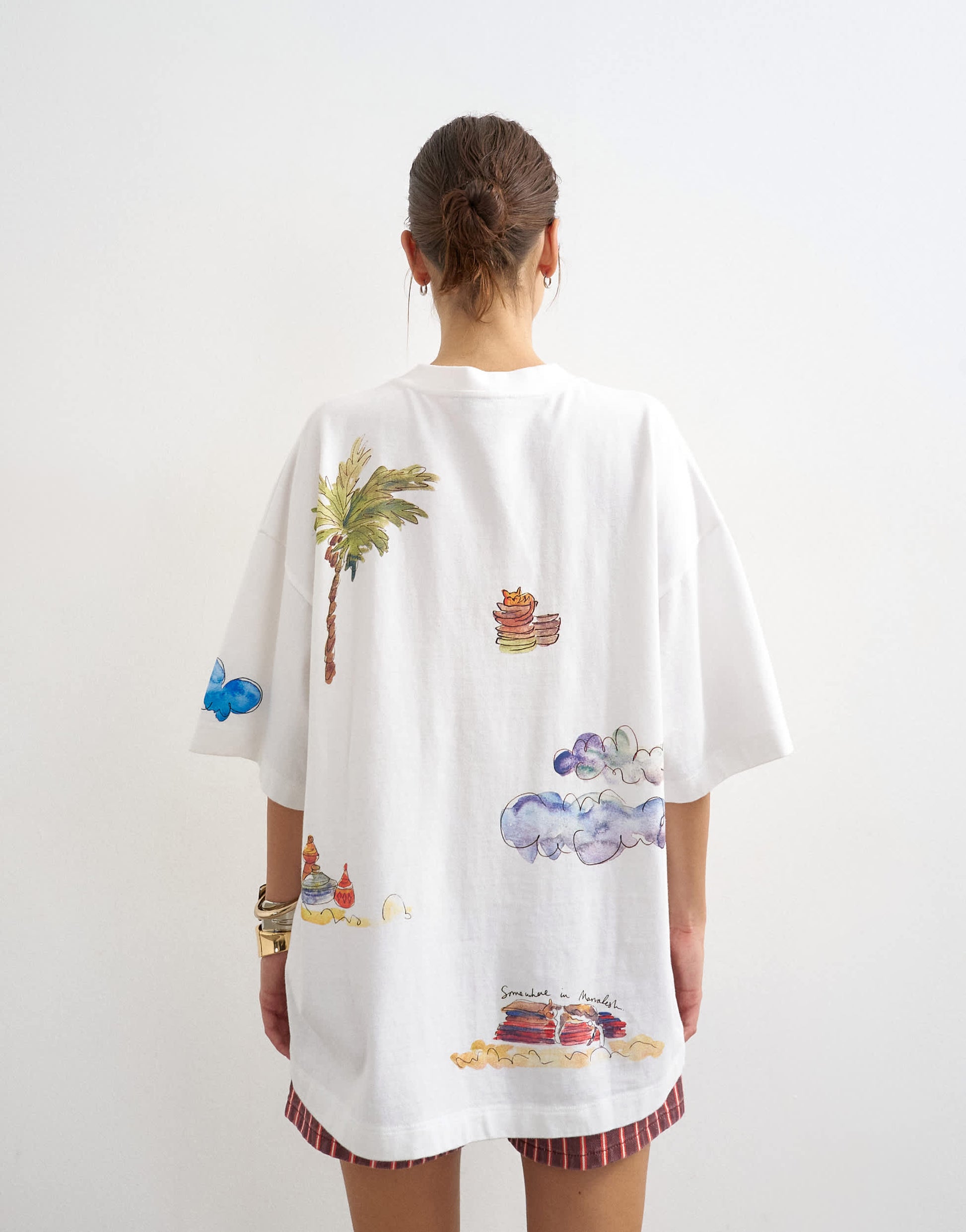 Topshop graphic holiday doodle print oversized tee in white