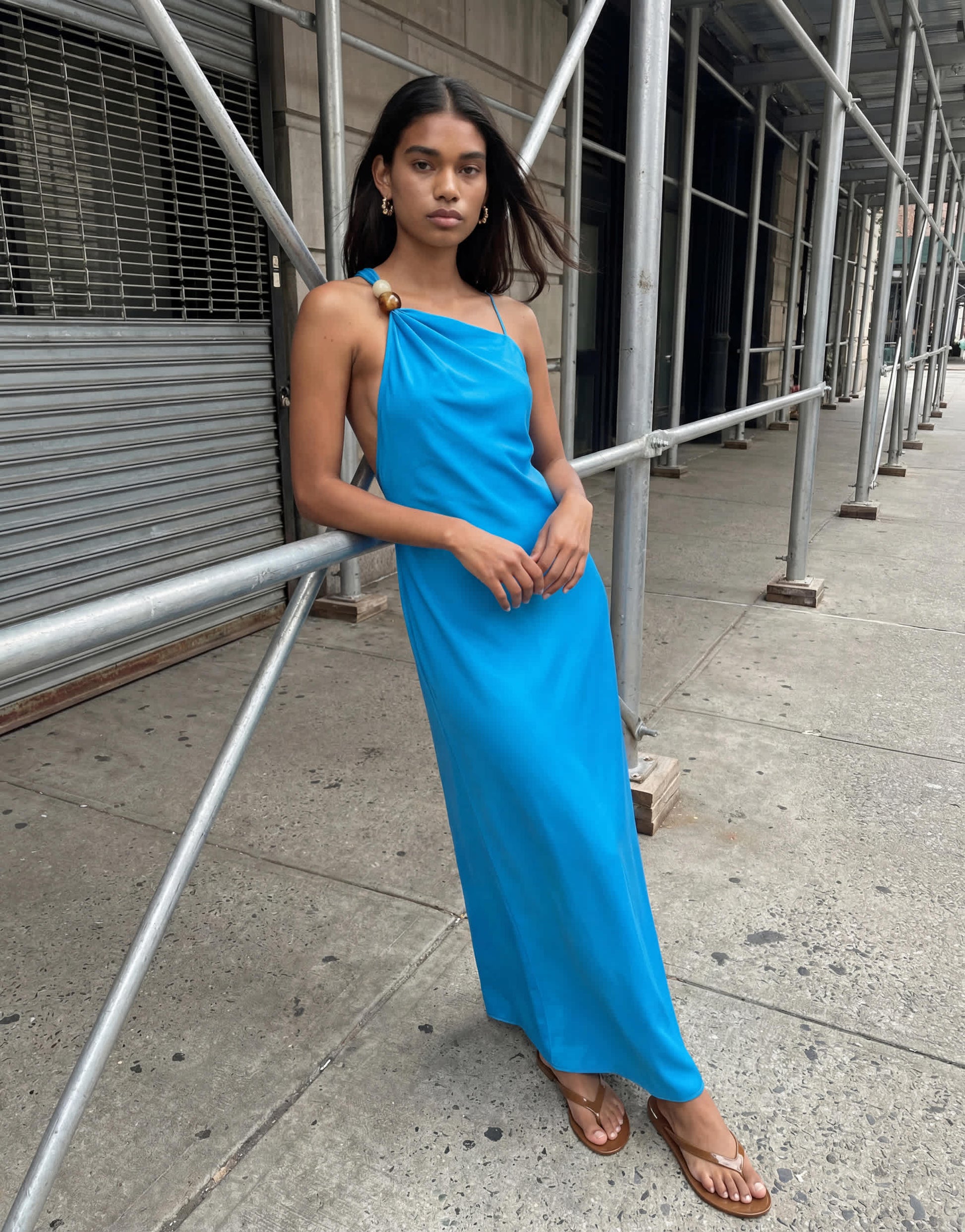 topshop blue satin dress Topshop asymmetric beaded neck satin occasion maxi dress in blue