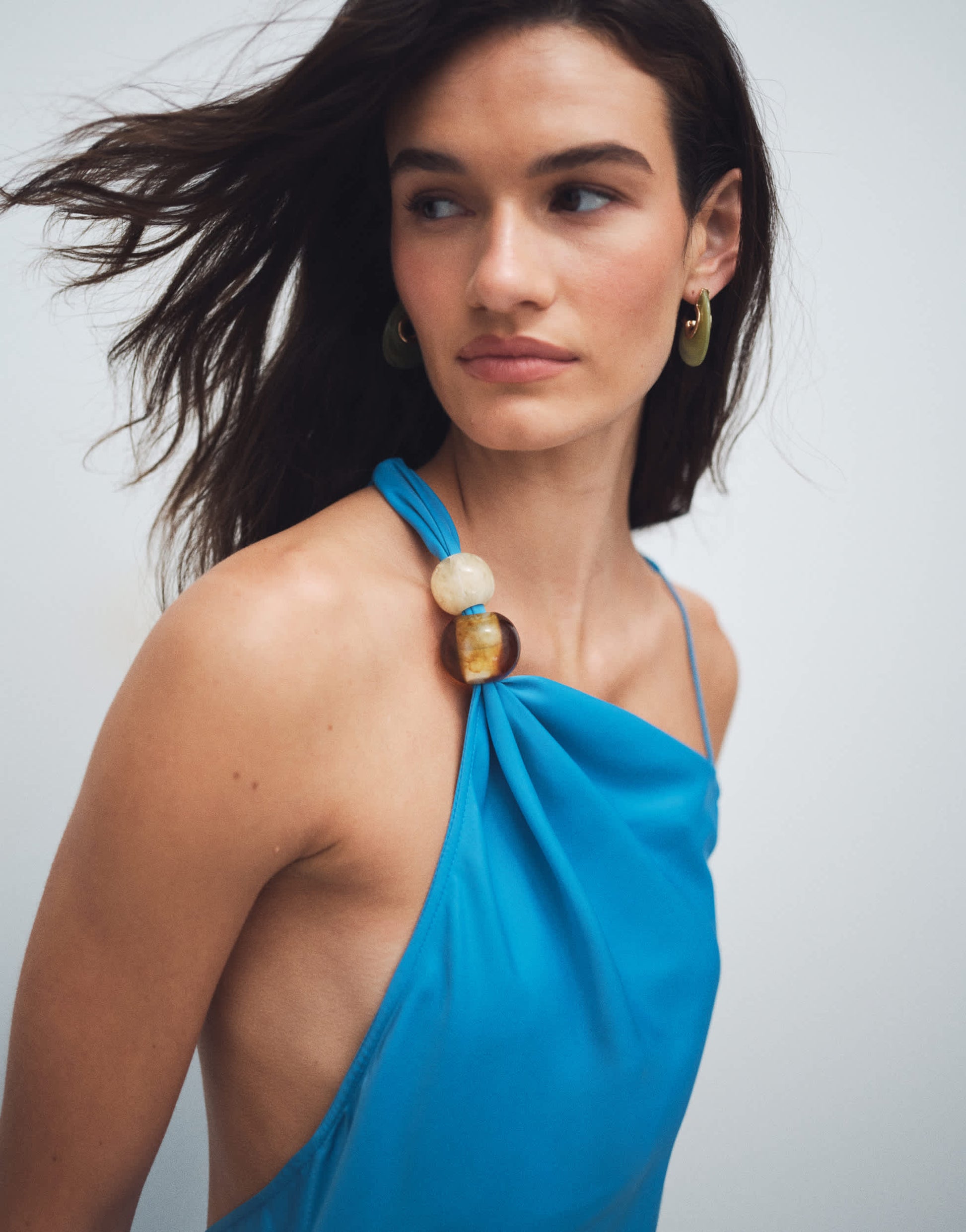 topshop blue satin dress Ruffle shoulder satin slip dress in navy