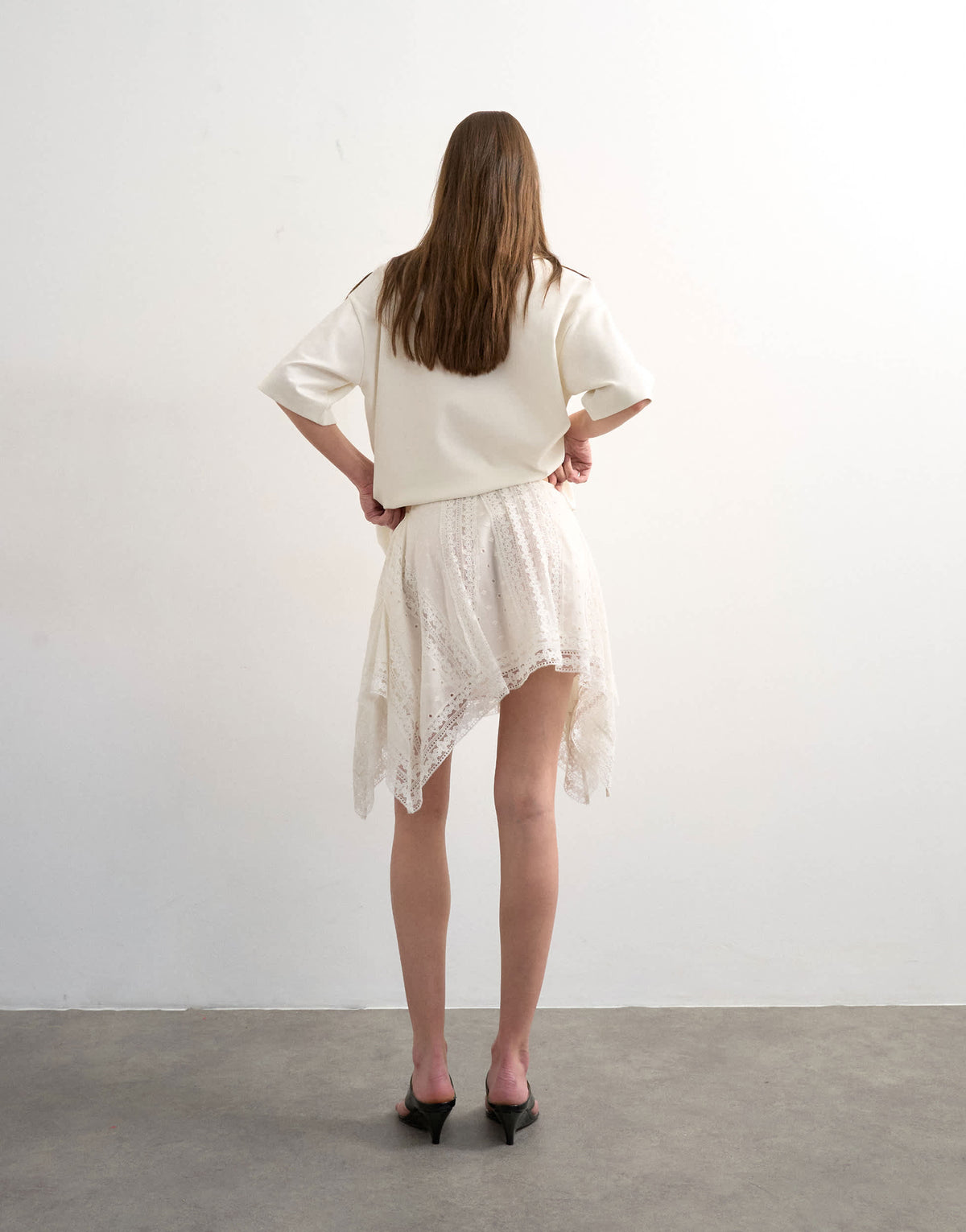 Topshop hanky hem mini skirt with heavy embroidery in white