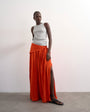 Topshop sash tie crinkle full maxi skirt in orange