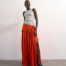 Jupe longue plissée orange avec ceinture à nouer Topshop