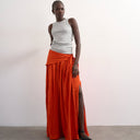 Topshop sash tie crinkle full maxi skirt in orange