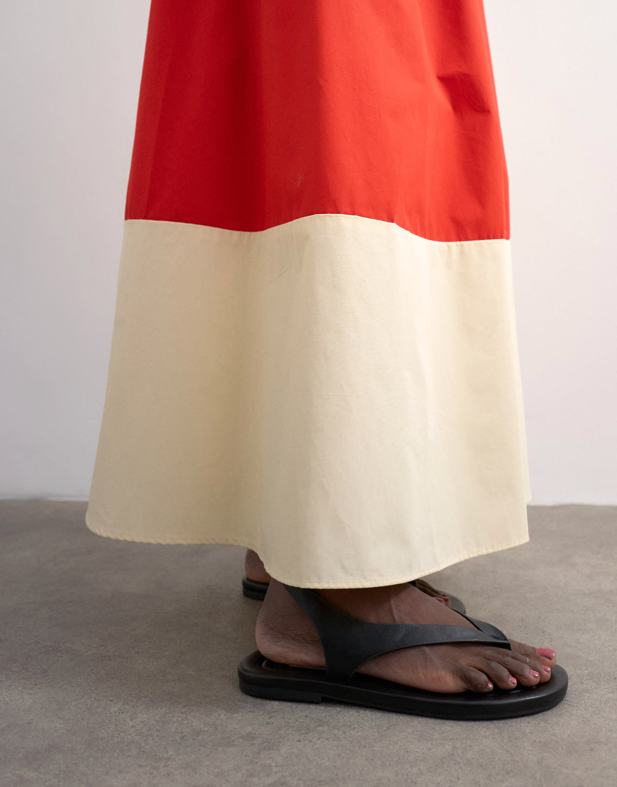 Topshop maxi full circle colour block skirt in orange