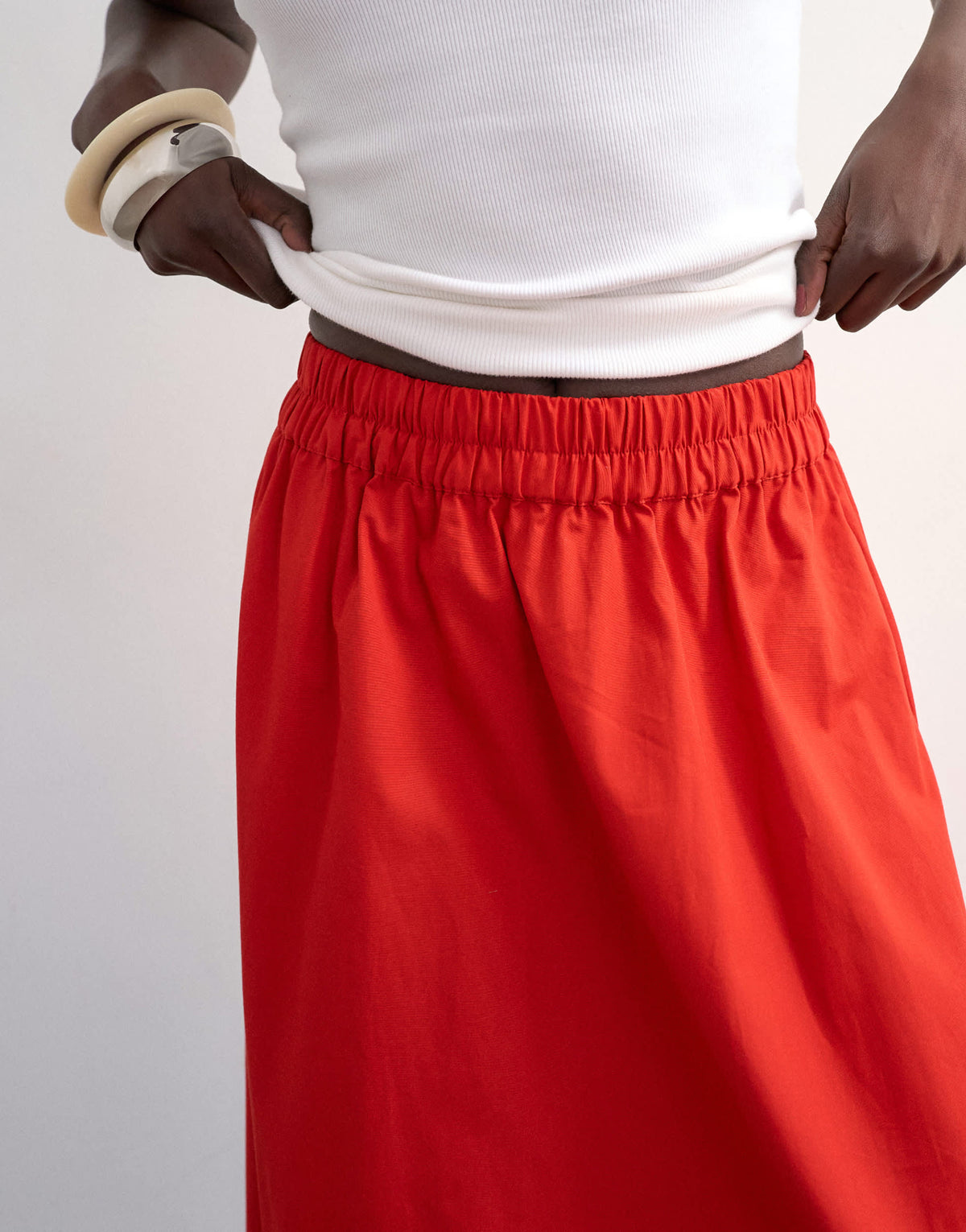Topshop maxi full circle colour block skirt in orange