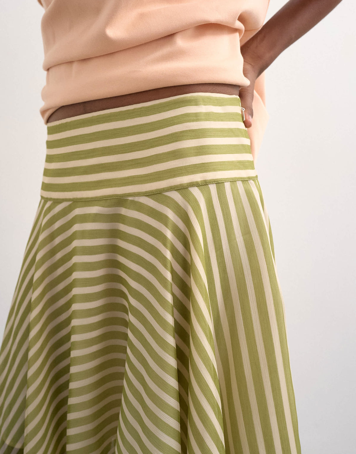 Topshop hanky hem mini skirt in green stripe