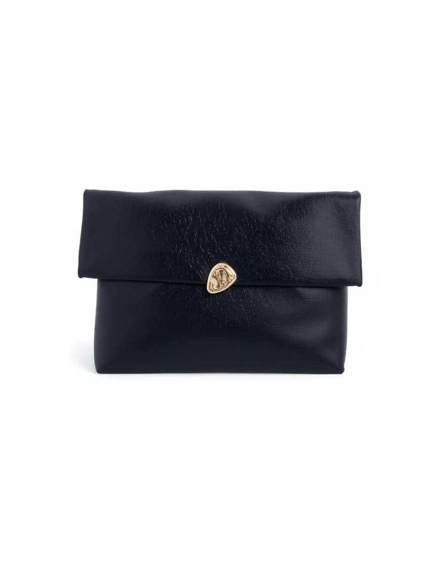 Topshop Gaia folded clutch bag with hardware in black