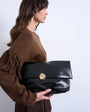 Topshop Gaia folded clutch bag with hardware in black