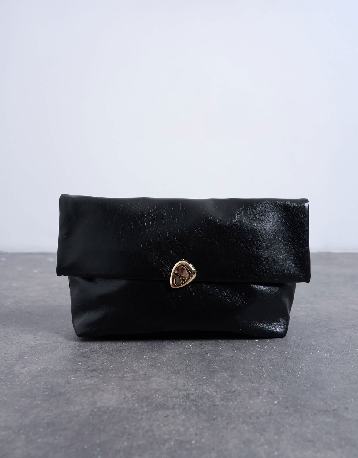 Topshop Gaia folded clutch bag with hardware in black